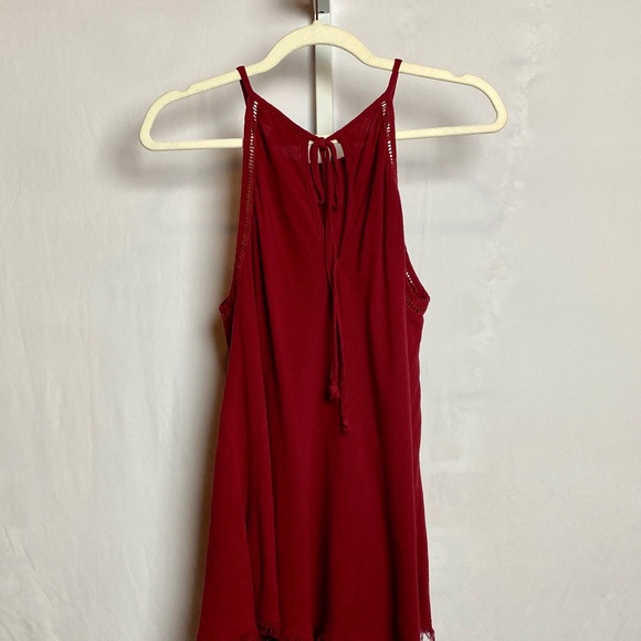 Ungee Womenʻs Maroon Spaghetti Strap Tie Back Boho Top Small - Picture 5 of 5